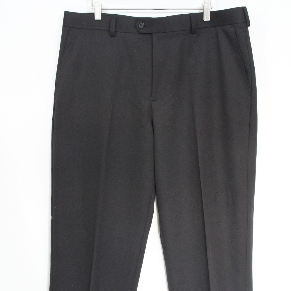 Izod Men Golf Pants 36 x 32 Flat Front Black Slacks - Picture 2 of 7